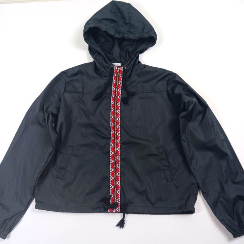 Meaneor Black Hoodie Windbreaker Jacket women size large